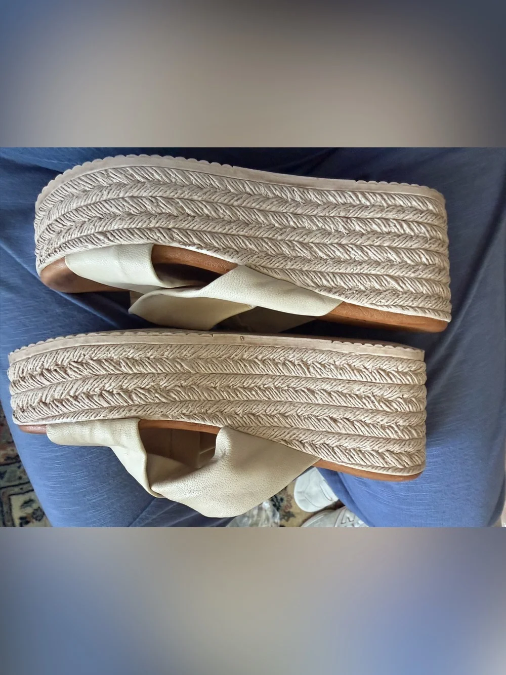 Cordani Cream Espadrille Wedge Slide Sandals